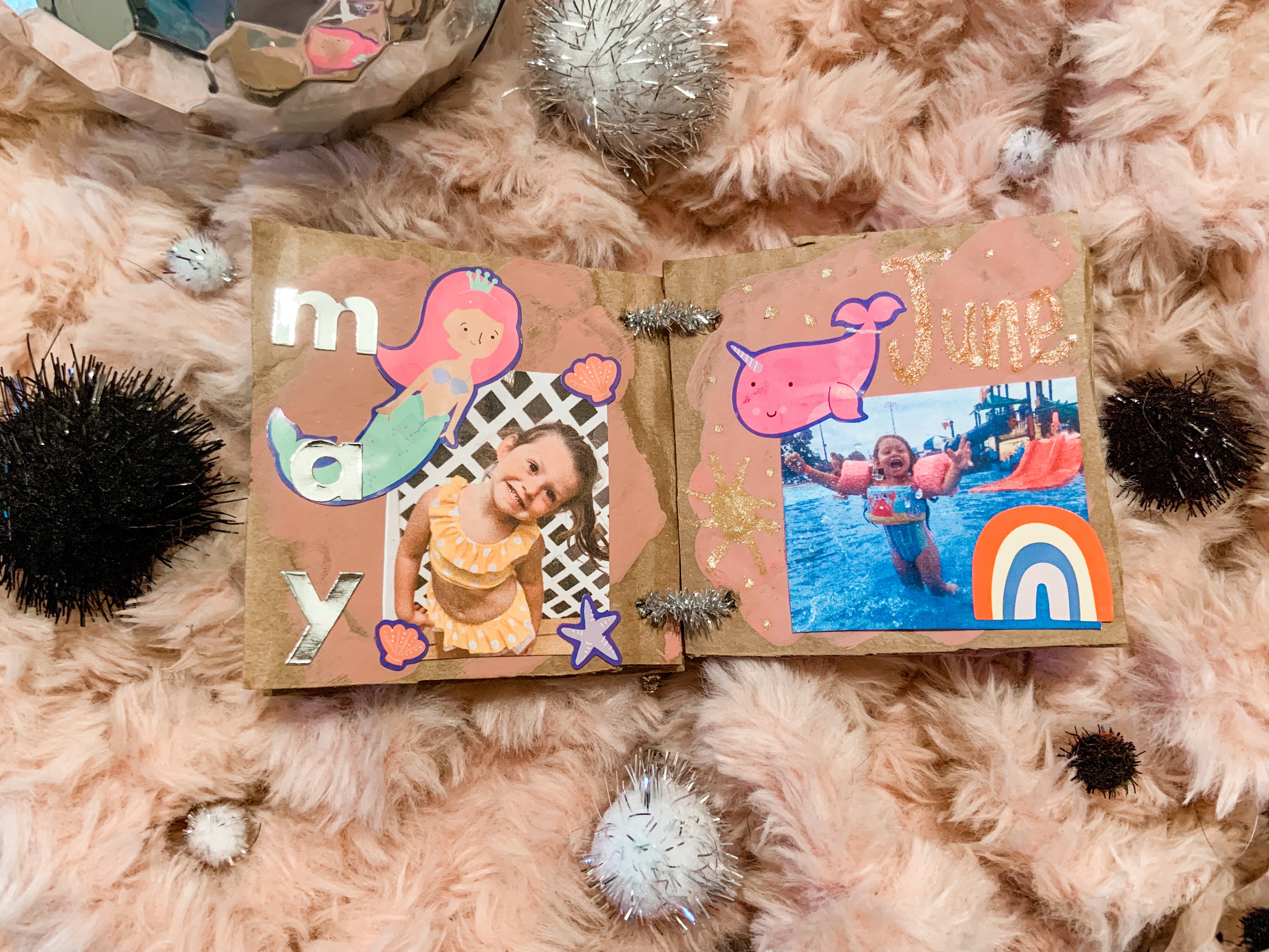 DIY Mini Cardboard Memory Book | Grey Skies & Rainbow Highs